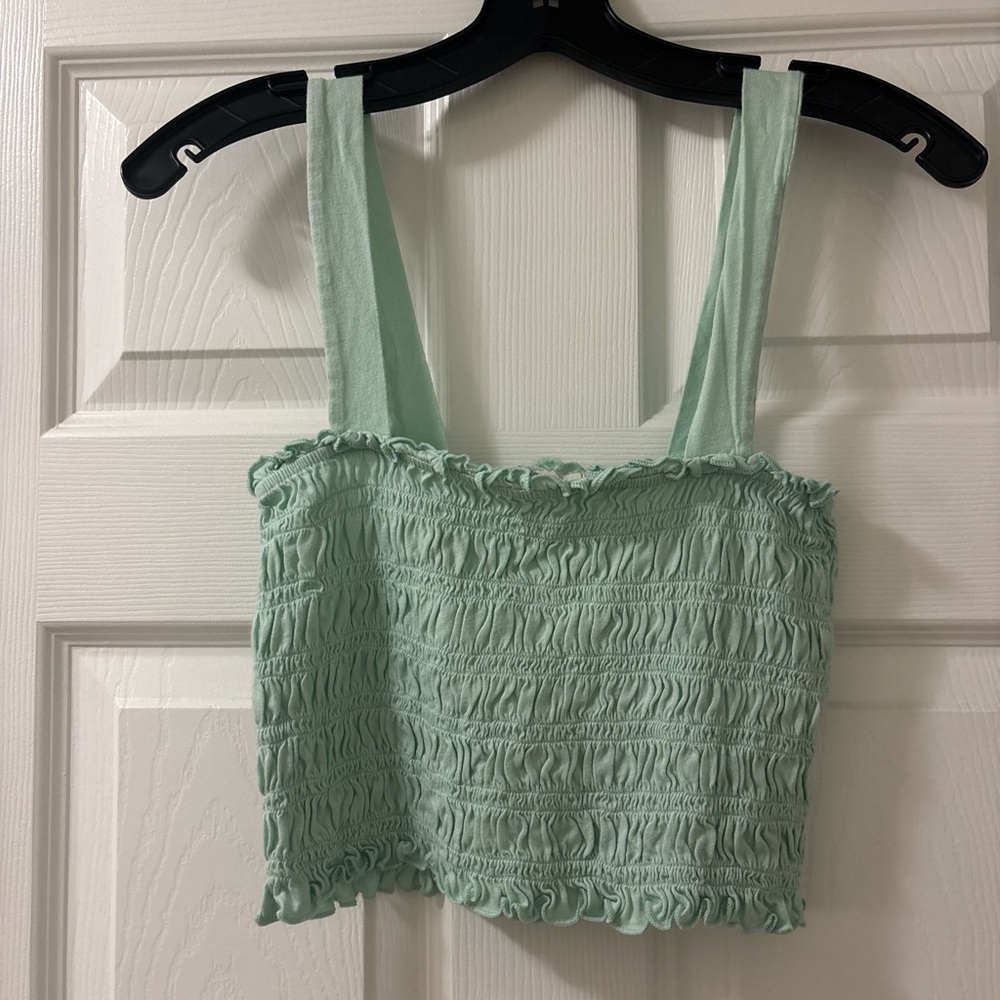 American Eagle Mint Green Smocked Women's Top